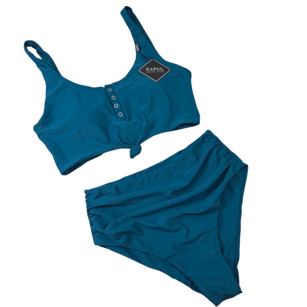 NWT Women's Zaful‎ Two Piece High Waisted Tankini Bikini Swimsuit Size 6